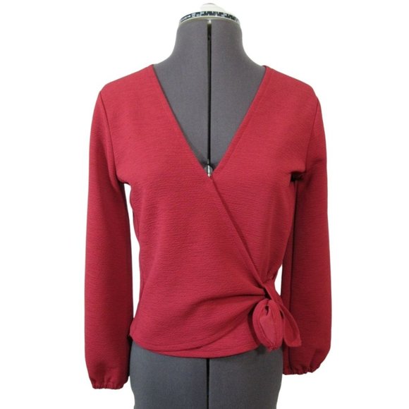 Madewell Texture & Thread crepe wrap top, blouse with tie front XS - Picture 1 of 12